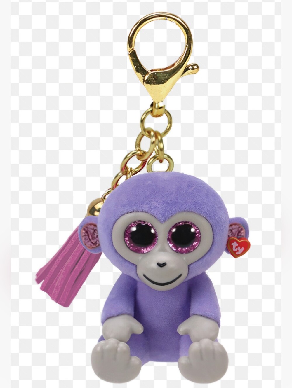 Ty Beanie Boos Mini Boo Grapes the Monkey Hand-Painted Flocked Clip Bag Charm